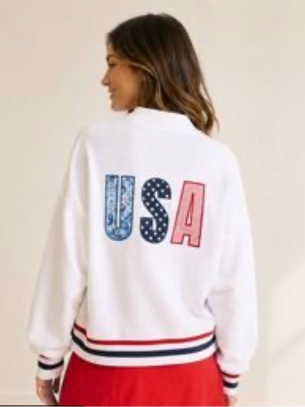 Women's White USA Graphic Bomber Jacket XL